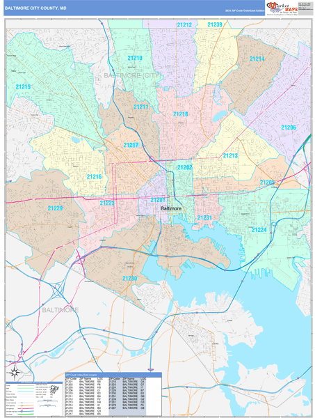 Baltimore City County, MD Zip Code Map
